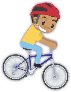 Cartoon boy riding a bike