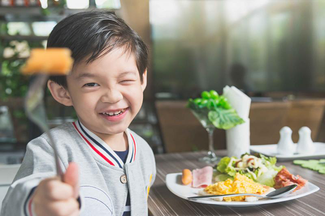 a child having breakfast